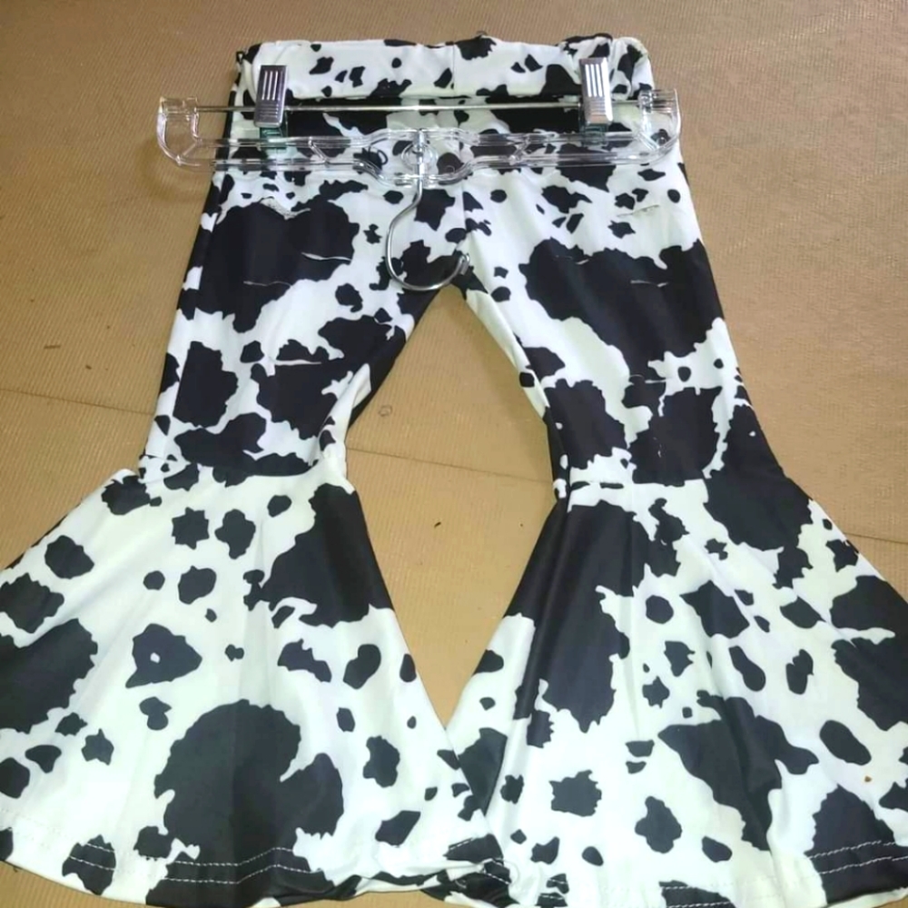Cow print bell bottoms